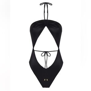 Normaillot Art of Stillness Black One-Piece Swimsuit | Size Small